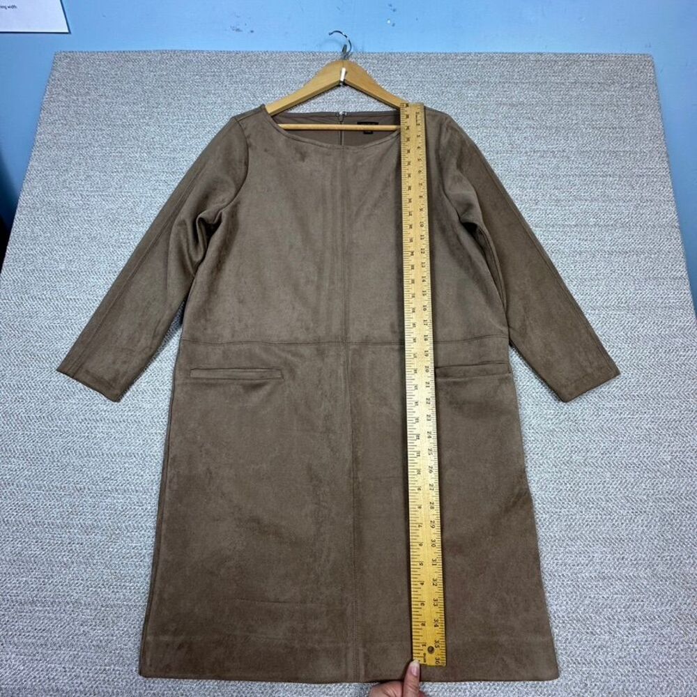 Ann Taylor Sz 14 Dress Boxy Sheath Brown Boho Fairy 90s Cottage Pockets Western - Picture 4 of 12